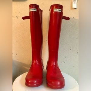 Red high Hunter Rain Boots